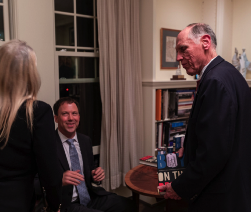 Ken Feltman, political consultant and former chairman of Radnor Inc., with his signed copy of Andrew Marble's "Boy on the Bridge."